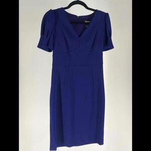 Elegant Puff Sleeve Dress in Vibrant Indigo